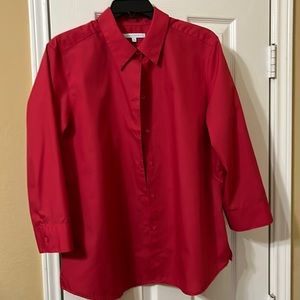 Foxcroft red 3/4 sleeve wrinkle free shirt size 16